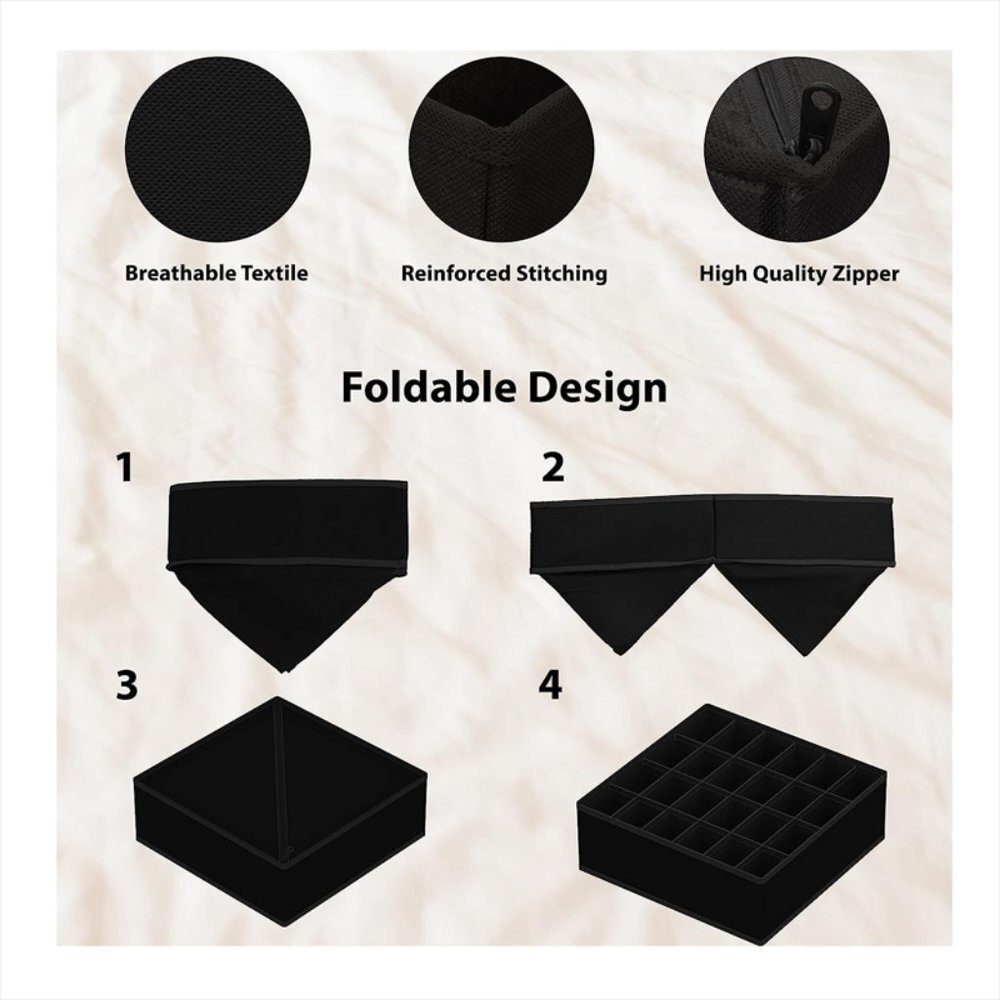 Black Canvas Small Cube Storage Bin NEW - Picture 3 of 6